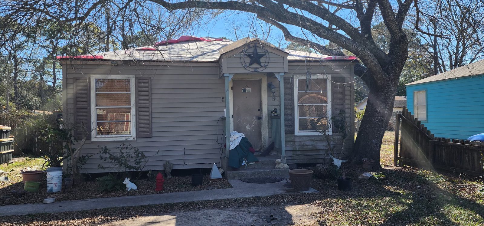 Front of one of 13 rental homes bought for cash as-is in Bayou Vista Terrace, Baytown TX