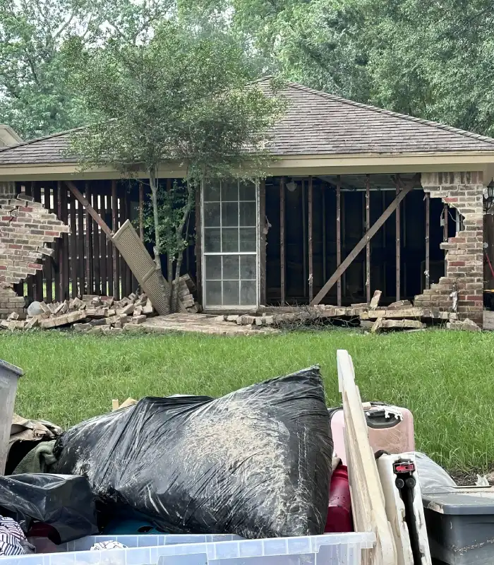 Conroe home with major structural damage and repairs