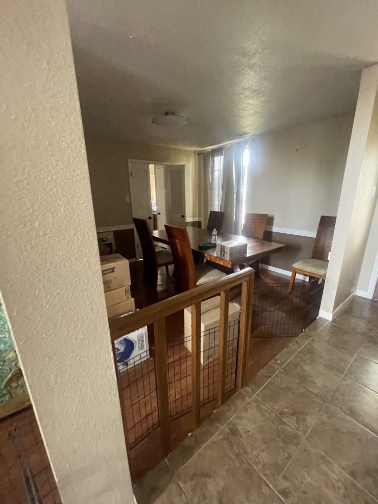 Dining room of as-is home bought for cash ahead of foreclosure in Baytown TX