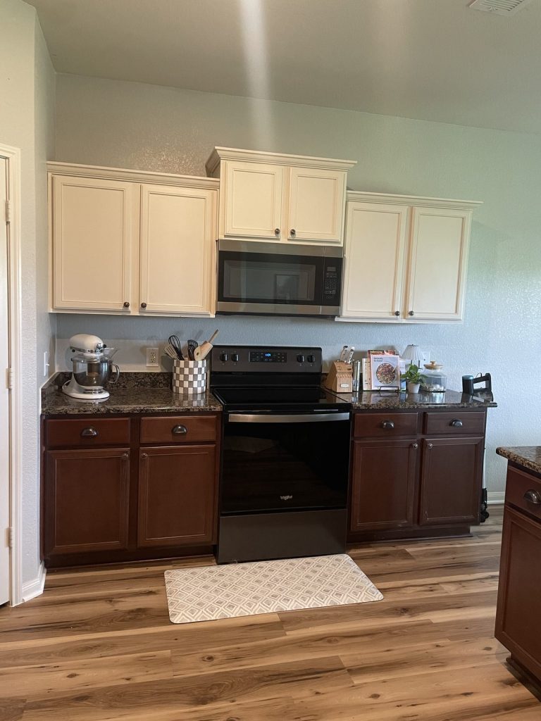 Kitchen of as-is home bought for cash in Mont Belvieu, TX