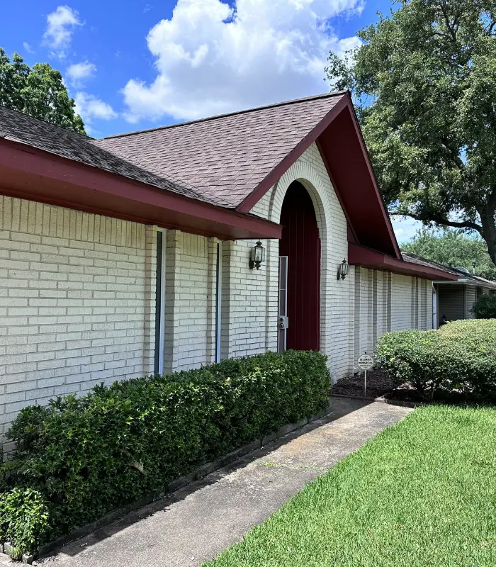 Front walkway leading to a Stafford home that may need exterior improvements