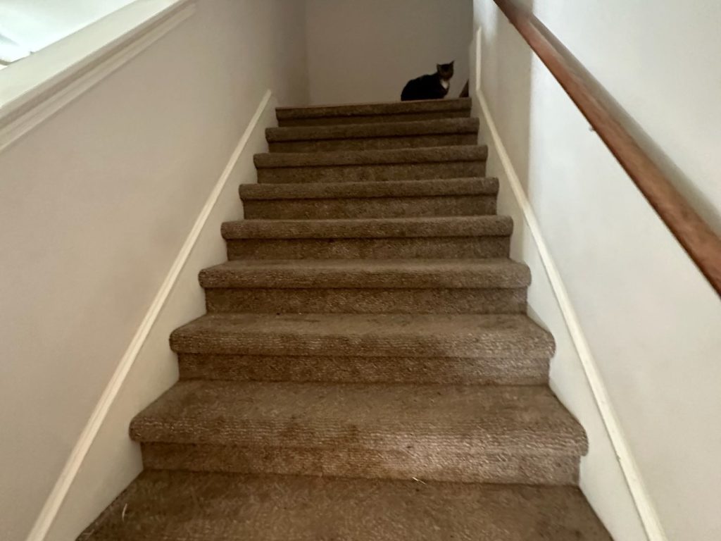Interior stairwell of a tenant-occupied investment property sold for cash in Independence Heights, Houston, TX