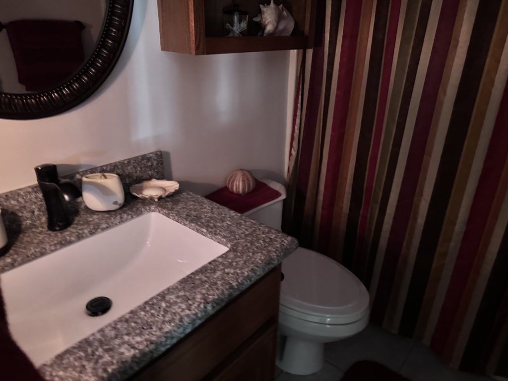 Updated guest bathroom in Houston TX townhouse sold for cash by a retired couple