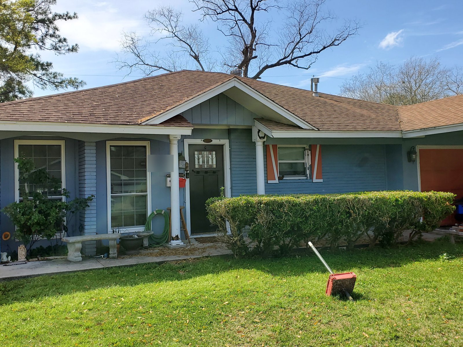 Front view of as-is ranch home bought for cash in Eastridge Terrace, Houston TX