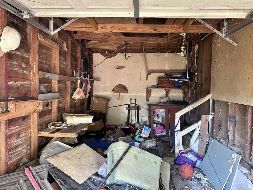 Detached garage storage at a Denver Harbor home in East Houston, TX