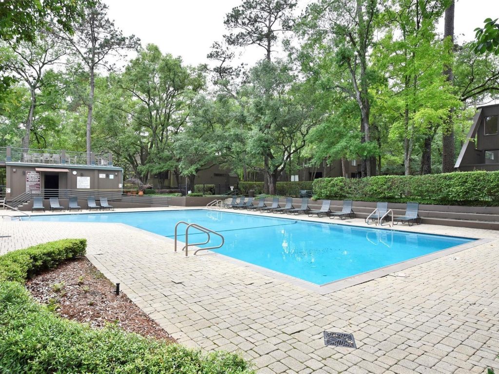 Community swimming pool serving the west Houston TX townhome neighborhood