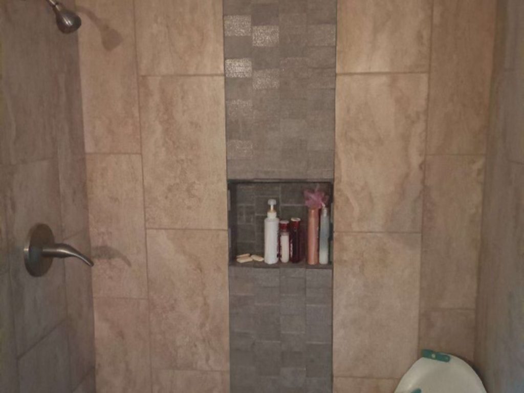 Bathroom shower in a Millbrae Lane rental home in Cypress, TX