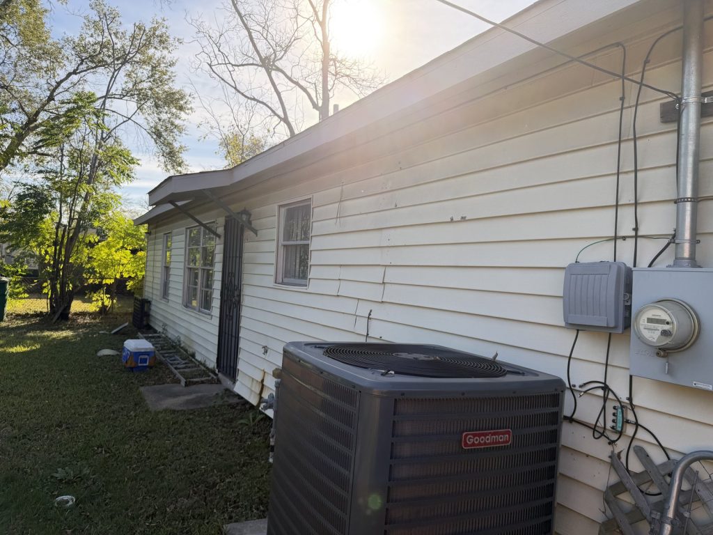 Side exterior of as-is rental property purchased in South Park, Houston TX