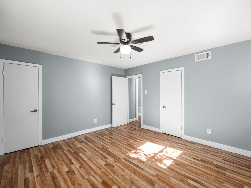 Refinished bedroom in South Acres Houston TX home bought from a tired landlord